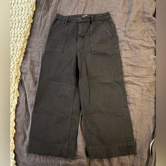 Black Wide Leg Pants Elegant Women's - Picture 1 of 8